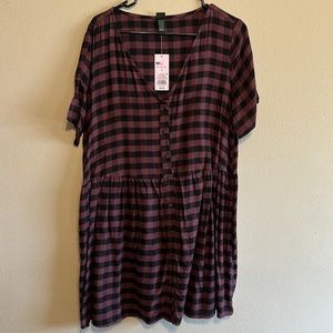 Womens Wild Fable Buffalo Plaid Short Sleeve Dress
